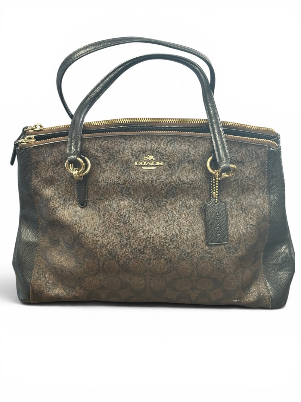 Coach Brown Signature Christy Carryall Satchel